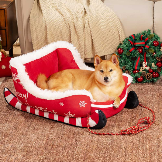 Festive Dog Sleigh Bed