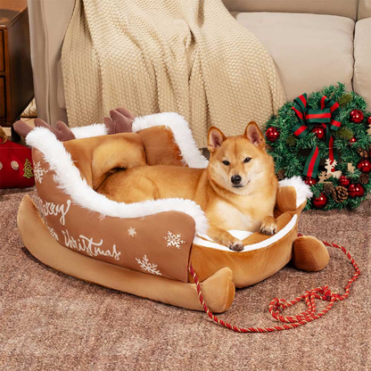 Festive Dog Sleigh Bed