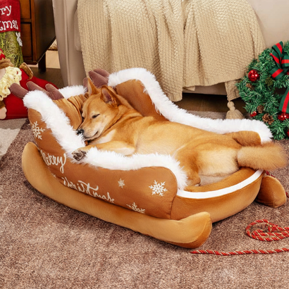 Festive Dog Sleigh Bed